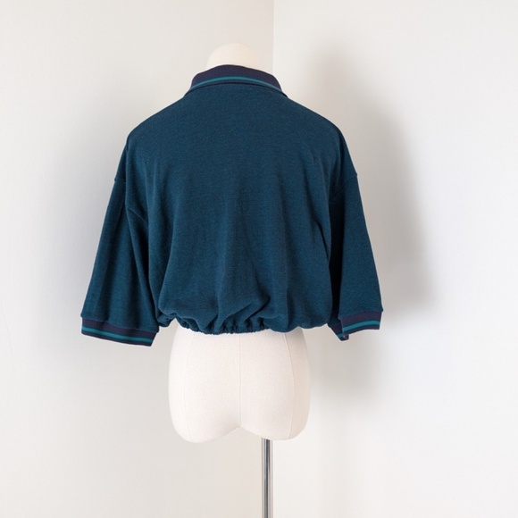 Cropped Tennis Collared T-shirt Pony Shirt Short Sleeve 3/4 Button Up - Picture 7 of 12